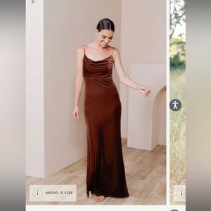 Revelry velvet bridesmaids dress in terracotta - Skye is the dress style
